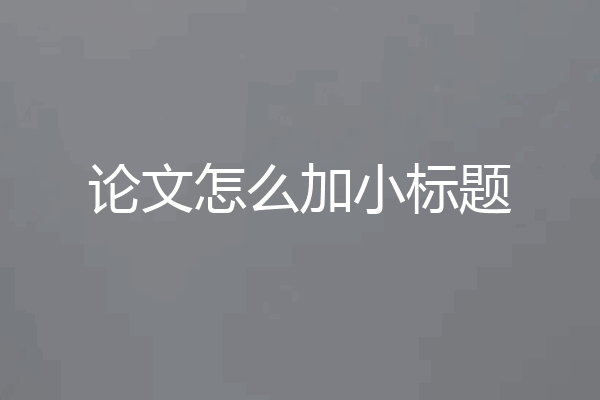 论文怎么加小标题