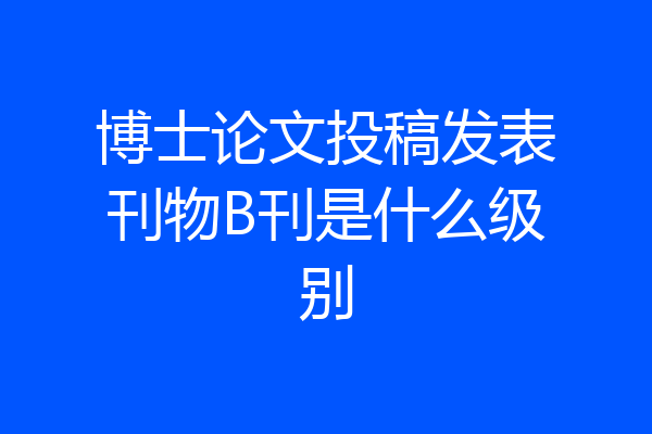 博士论文投稿发表刊物B刊是什么级别