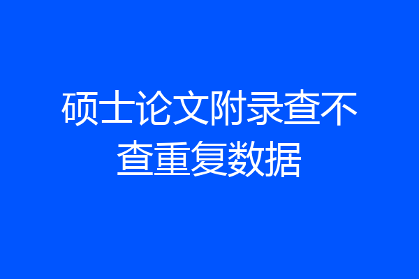 硕士论文附录查不查重复数据