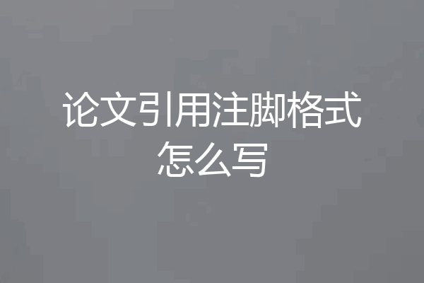 论文引用注脚格式怎么写