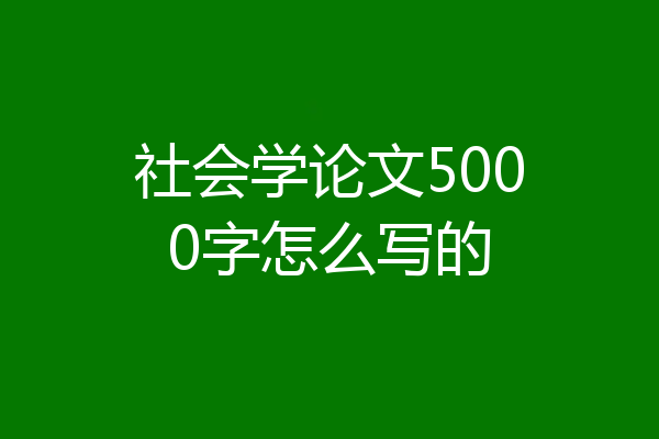 社会学论文5000字怎么写的
