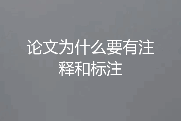 论文为什么要有注释和标注