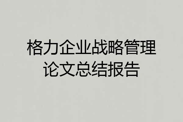 格力企业战略管理论文总结报告