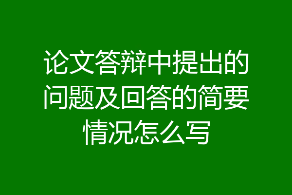 论文答辩中提出的问题及回答的简要情况怎么写