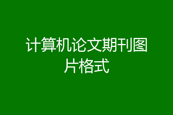 计算机论文期刊图片格式