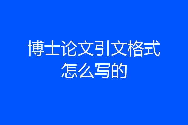 博士论文引文格式怎么写的