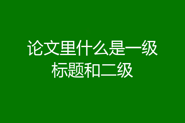 论文里什么是一级标题和二级