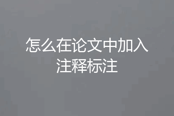 怎么在论文中加入注释标注