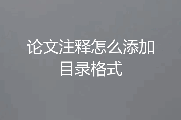 论文注释怎么添加目录格式