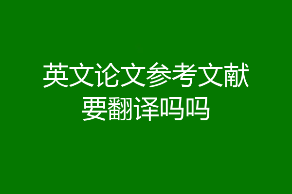 英文论文参考文献要翻译吗吗