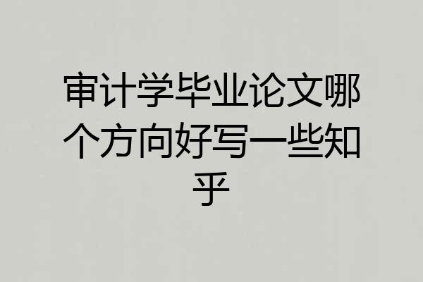 审计学毕业论文哪个方向好写一些知乎