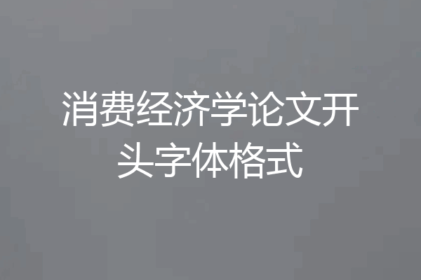 消费经济学论文开头字体格式