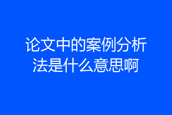论文中的案例分析法是什么意思啊