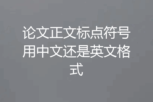论文正文标点符号用中文还是英文格式