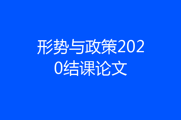 形势与政策2020结课论文