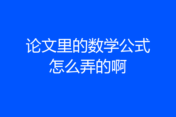 论文里的数学公式怎么弄的啊