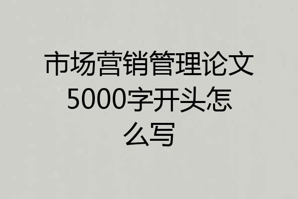 市场营销管理论文5000字开头怎么写