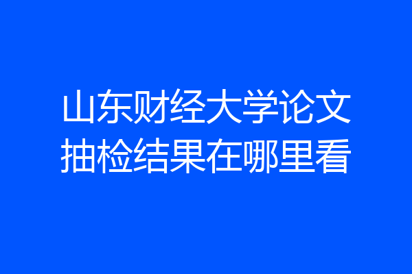 山东财经大学论文抽检结果在哪里看