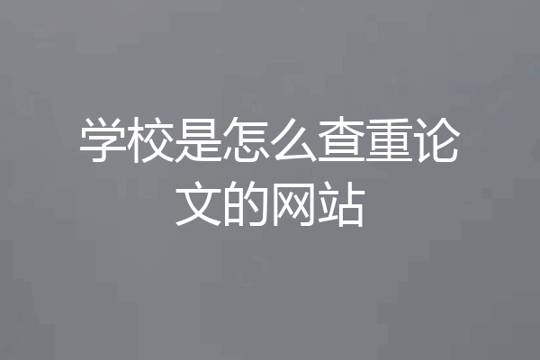 学校是怎么查重论文的网站