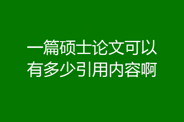 一篇硕士论文可以有多少引用内容啊