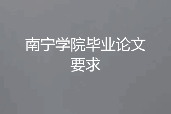 南宁学院毕业论文要求
