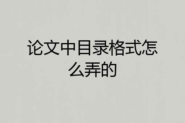 论文中目录格式怎么弄的