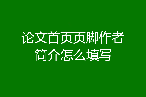 论文首页页脚作者简介怎么填写