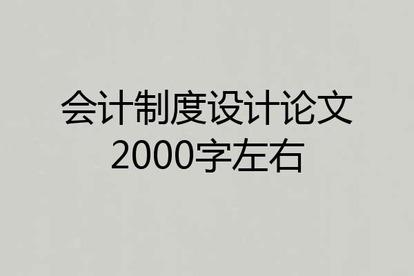 会计制度设计论文2000字左右