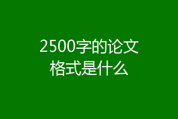 2500字的论文格式是什么
