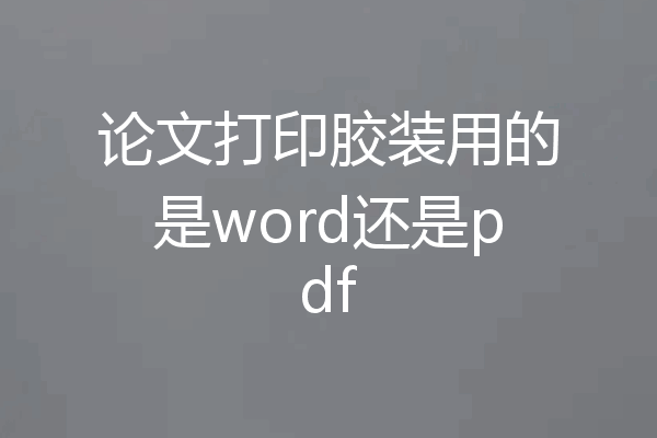 论文打印胶装用的是word还是pdf