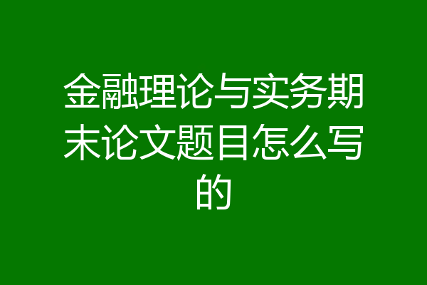 金融理论与实务期末论文题目怎么写的