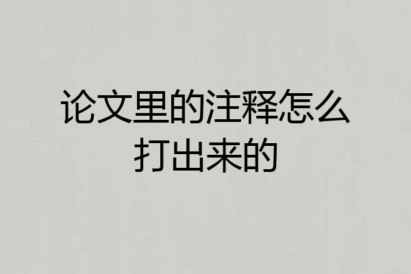 论文里的注释怎么打出来的