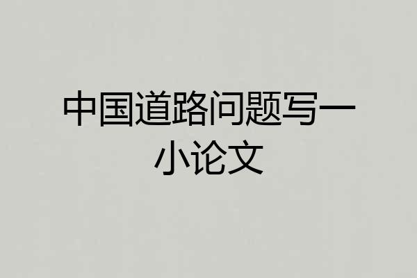 中国道路问题写一小论文