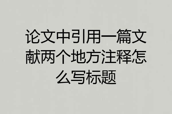 论文中引用一篇文献两个地方注释怎么写标题