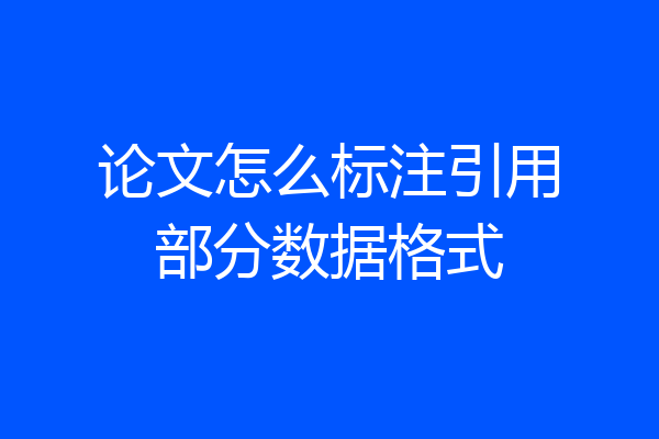 论文怎么标注引用部分数据格式