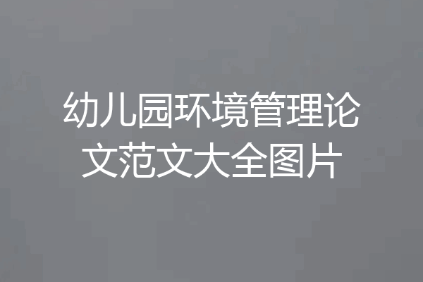 幼儿园环境管理论文范文大全图片