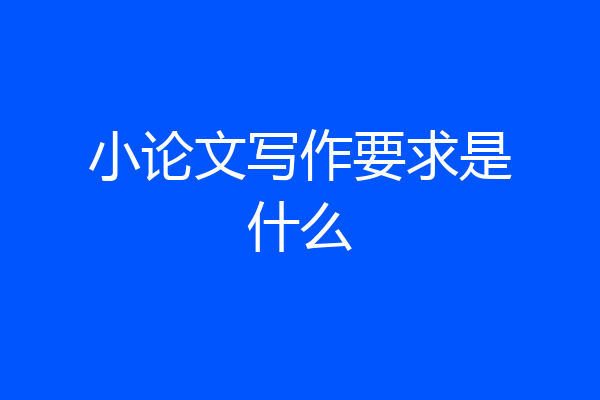 小论文写作要求是什么