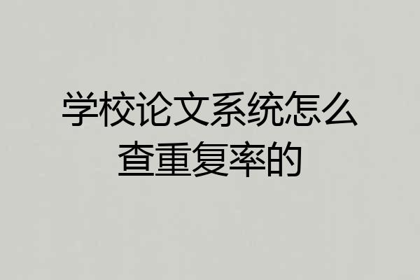 学校论文系统怎么查重复率的