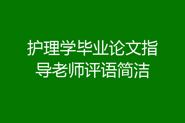 护理学毕业论文指导老师评语简洁