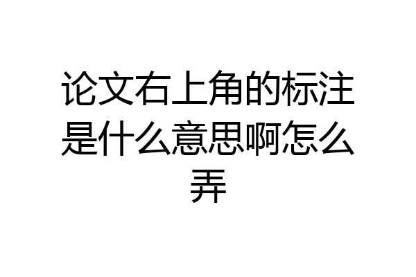 论文右上角的标注是什么意思啊怎么弄