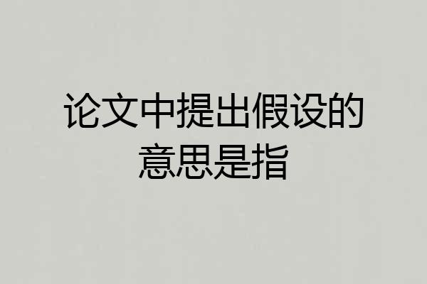 论文中提出假设的意思是指