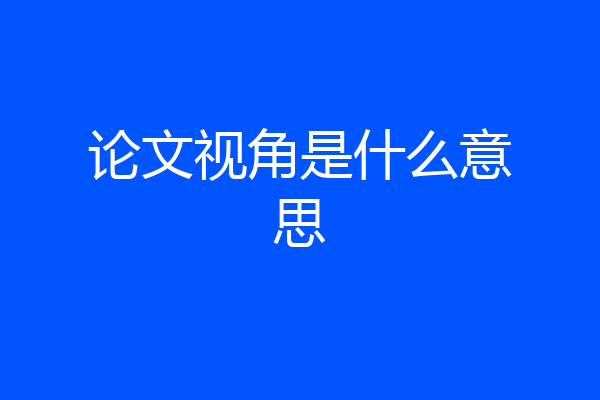 论文视角是什么意思