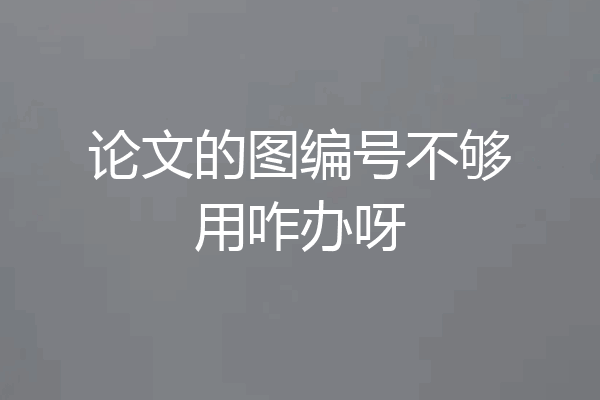 论文的图编号不够用咋办呀