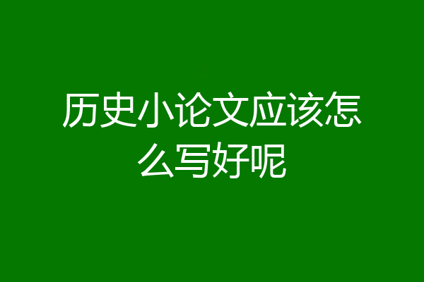 历史小论文应该怎么写好呢