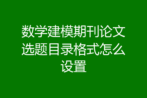 数学建模期刊论文选题目录格式怎么设置