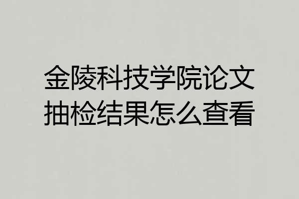 金陵科技学院论文抽检结果怎么查看