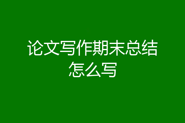论文写作期末总结怎么写