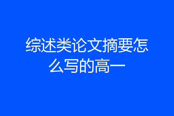 综述类论文摘要怎么写的高一