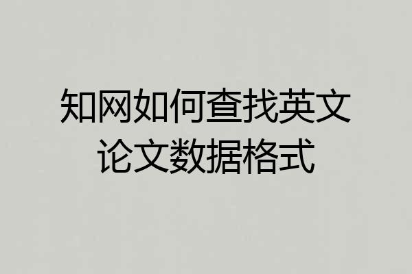 知网如何查找英文论文数据格式