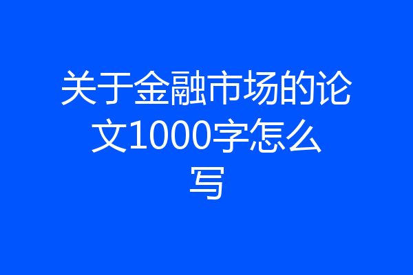 关于金融市场的论文1000字怎么写